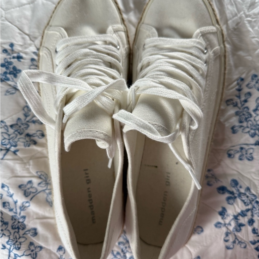 Madden Girl Cream Lace-Up Sneakers